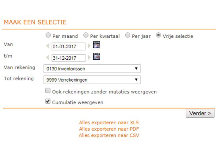 Overzicht grootboek